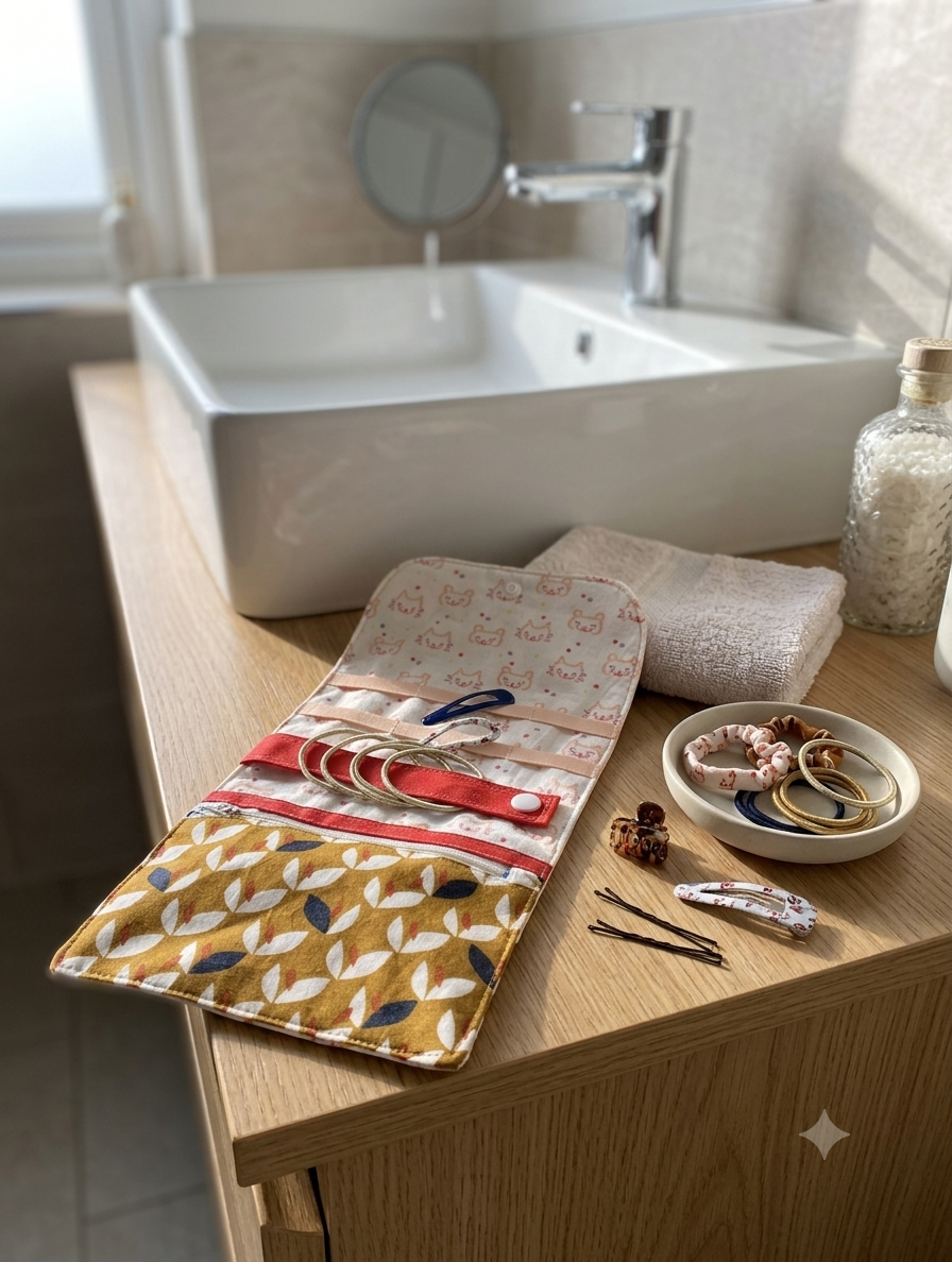 Pochette pour accessoires à cheveux